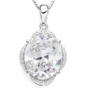 5.16 CT WHITE TOPAZ & DIAMOND 18K GOLD PLATED PENDANT