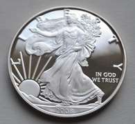 2008 W Proof Silver Eagle With Box & Paper