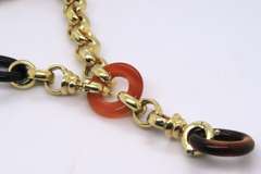 Majestic Yellow Gold Ornamental Gem Ring Station Necklace