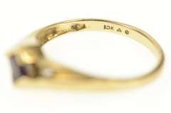 10K Yellow Gold Princess Amethyst Diamond Accent Bypass Ring