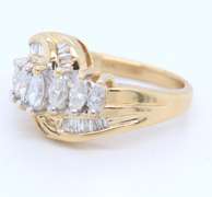 Gorgeous Yellow Gold Marquise and Baguette Diamond wide Band Ring