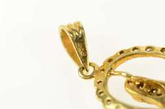 14K Yellow Gold Victorian Ornate Diamond Pious Lady Pendant