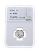 MS67 FB 1943-S Mercury Silver Dime - Graded NGC