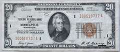 $ 20 Minneapolis 1929 National Series Note