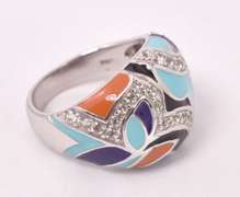 Excellent Enamel Ring in Sterling Silver