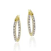 18K Gold over Sterling Silver Diamond Accent 18mm Inside Out Hoop Earrings