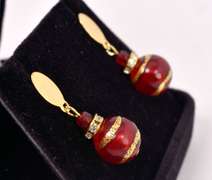 Darling Italian Made, Hand Blown Art Glass and Gold Links Bracelet and Earrings