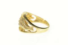 10K Yellow Gold Graduated Swimming Dolphin Diamond Band Ring