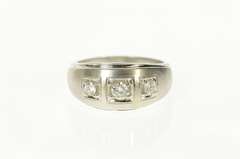 14K White Gold 0.51 Ctw Men's Diamond Three Stone Wedding Ring