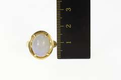 14K Yellow Gold Oval Lilac Jade Cabochon Retro Cocktail Ring