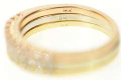 14K Yellow Gold 0.50 Ctw Diamond Tiered Tri Tone Band Ring
