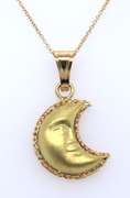Charming 18kt 2Finish Half Moon Pendant on Chain
