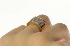 10K Yellow Gold 0.90 Ctw Pave Squared Diamond Statement Ring