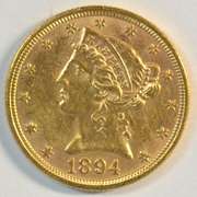 Fully struck, lustrous 1894 US $5 Liberty Gold Piece