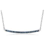 Sterling Silver Nano Created London Blue Topaz Bar Necklace