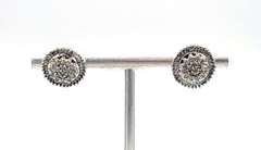 10k white gold diamond cluster earrings