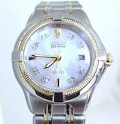 Citizen Eco-Drive Women's Quattro Two-Tone Mother of Pearl and Diamonds Watch