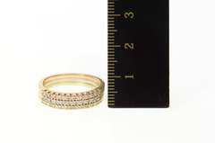 14K Yellow Gold 0.50 Ctw Diamond Tiered Tri Tone Band Ring