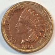 Handsome scarce 1861 Indian Head Cent in AU