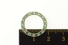 10K White Gold Round Classic Emerald Circle Journey Pendant