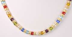 Exquisite Hand Blown Italian Art Glass and Gold Plated Beads Necklace, Bracelet, and Earrings