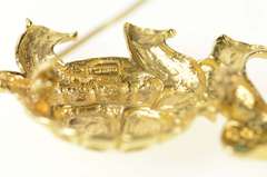 14K Yellow Gold Ornate Stylized Turtle Tortoise Emerald Eye Pin/Brooch