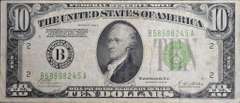 Series Of 1928-B $10 Federal Reserve Note, Circulated.