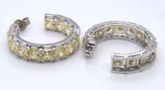 Sterling Silver Yellow Cubic Zirconia Hoop Earrings