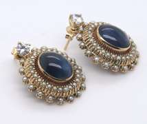 Gold Plated Gemstone Dangle Earrings