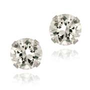 14K Gold 2.1ct White Topaz Stud Earrings, 6mm