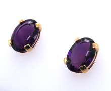 Fantastic Yellow Gold Oval Amethyst Earrings