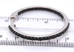 Vintage Sterling Silver Black Onyx Hoop Earrings