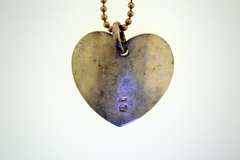Vintage Italian Sterling Silver Inlay Heart Pendant With Ball Chain