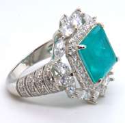 Sterling Silver Emerald Style Cubic Zirconia Ring