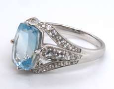 Sterling Silver Blue Cubic Zirconia Ring