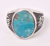Dreamy Blue Gemstone Native American Inspired Ring in Sterling Silver