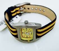 Ladies DIESEL Silver Tone Solid Stainless Steel striped leather combo strap , DZ2085