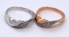Lot of 2 Sterling Silver Cubic Zirconia Bands