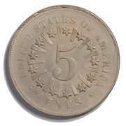 1867 With Rays BU Shield Nickel