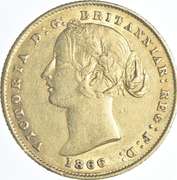 1866 S Australia 1 Sovereign Gold Coin