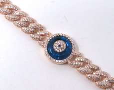 Sterling Silver CZ Curb Link Bracelet