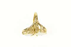 14K Yellow Gold Ornate Branch Tree Pearl Statement Bypass Ring
