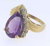 Charming Pear Shaped Amethyst and Diamond Ring