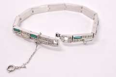 Green and White Crystal Bracelet in Sterling Silver