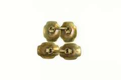 14K Yellow Gold Ornate Art Deco Floral Enamel Cross Cuff Links
