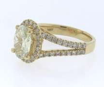 Breathtaking Yellow Gold Halo oval Diamond Split Shank Halo Ring