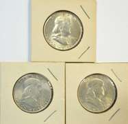 3 Choice BU 1949-P Franklin Half Dollars. Full Bell Lines