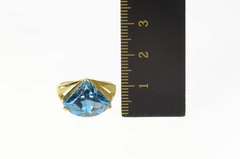 14K Yellow Gold Fancy Trillion London Blue Topaz Statement Ring