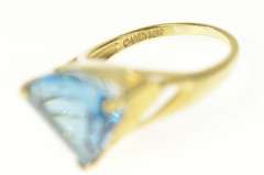 14K Yellow Gold Fancy Trillion London Blue Topaz Statement Ring
