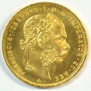 Superb Gem BU 1892 Austria 8 Florin, 20 Francs Gold Coin